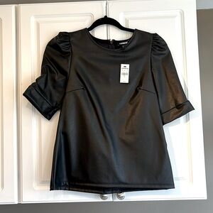 Express, Black Faux Leather Top, Size S, NWT